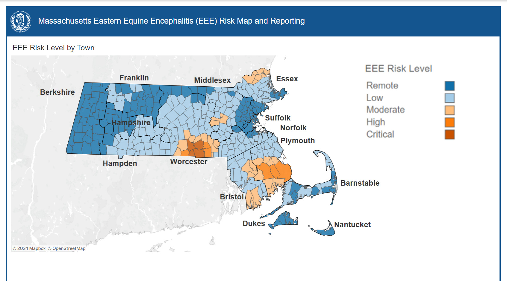 Eastern Equine Encephalitis and West Nile Virus have been found in Massachusetts and New Hampshire in late August, 2024.