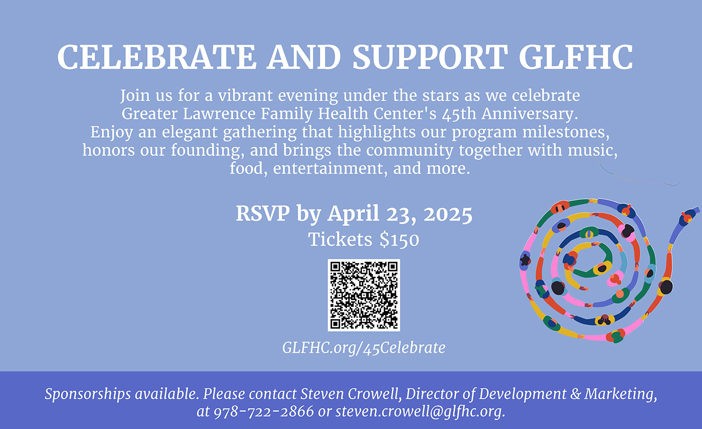 GLFHC is celebrating its 45th Anniversary on May 7, 2025 at the Stevens Estate in North Andover. The event begins at 6:30 pm. Tickets are $150 and available at GLFHC.org/45Celebrate.